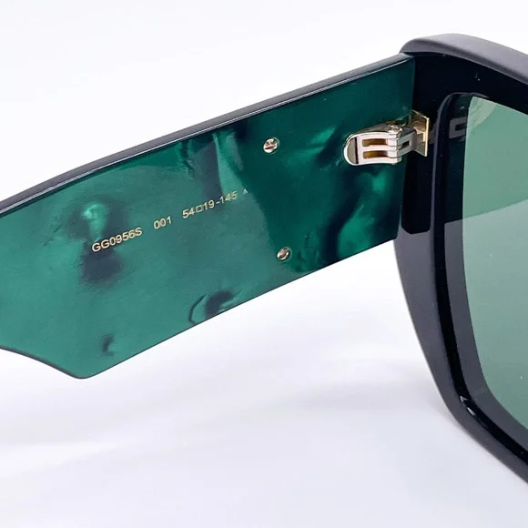NEW GUCCI GG0956S 001 BLACK GREEN WOMEN’S GUCCI SUNGLASSES NEW COLLECTION - Picture 10 of 13